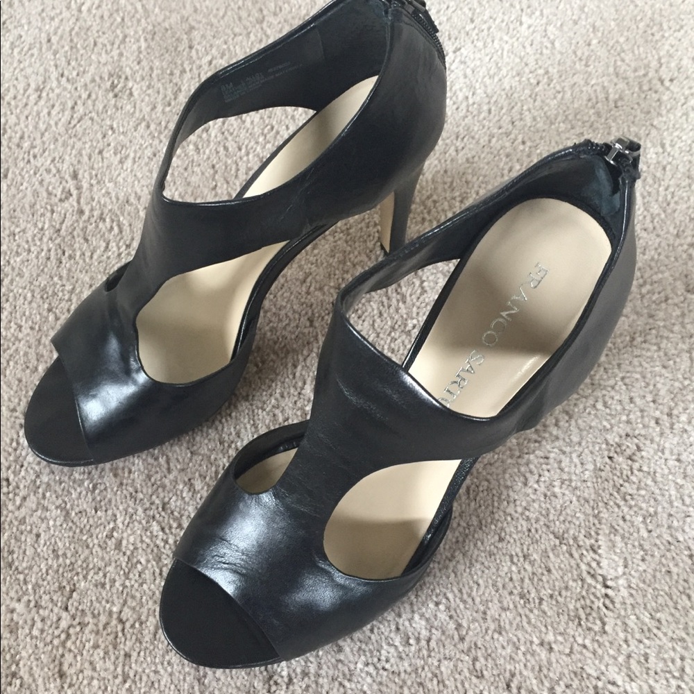 Franco Sarto Black leather Cut Out Heels
